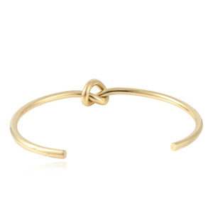 Pulsera de puño con nudo en tono dorado para mujer, joyería de moda de acero inoxidable, regalo 13006 - Product Image 2