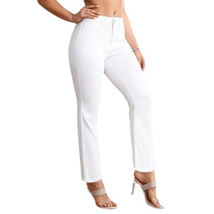 Jeans de Mezclilla Blancos de Talle Grande para Mujer, Corte Recto, Cintura Alta, Ajuste Elástico, Venta en Europa y América - Product Image 5