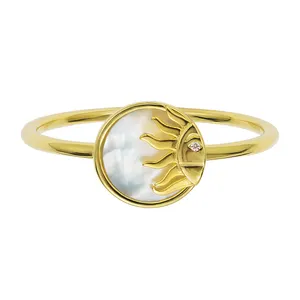 Gemnel fashion 925 silver jewelry gold plated sunshine pearl ring