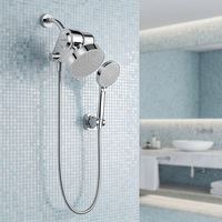 Système de douche à double filtre haute pression avec 6 réglages de jet, cartouche filtrante KDF55 remplaçable, accessoire de salle de bain