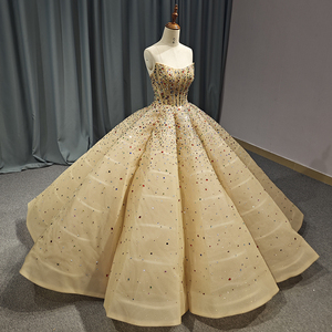 Jancember 6606 cristal strass doré Empire robe de bal robes de soirée - Product Image 1