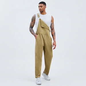 Salopette de travail en coton kaki pour homme, bretelles réglables, pantalon à bretelles confortable, uniforme - Product Image 1