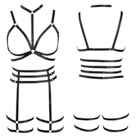 Pakaian Fetish Bdsm Korset Sabuk Goth Harness Kaki Bra Wanita Seksi Elastis Berongga Lingerie Bondage Seluruh Tubuh N0102
