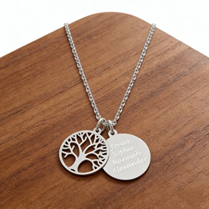 MECYLIFE 2 pièces Bijoux personnalisés Collier avec pendentif en forme de pièce de monnaie personnalisée Collier en acier inoxydable Arbre de vie - Product Image 1