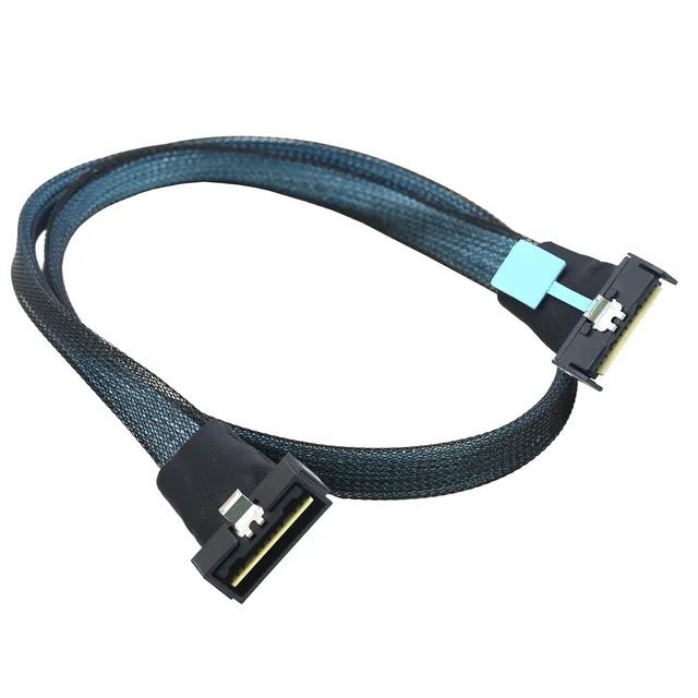 PCI-E Gen5.0 Mini SAS 74Pin to MCIO X8 SlimSAS 8i Low Profile SFF-8654 Tinned Copper 24 Gbps Adapter Cable for Computer