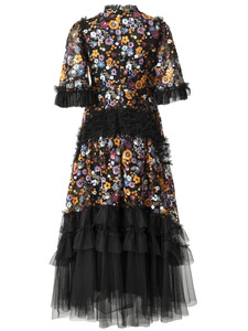 <span class=keywords><strong>Abito</strong></span> da Sera <span class=keywords><strong>Lungo</strong></span> Taglie Forti 2025 Autunno Donna, Ricamo Floreale Paillettato All-Over, Maniche Svasate, Balze <span class=keywords><strong>a</strong></span> Cascata, Vestito <span class=keywords><strong>Lungo</strong></span> 4XL - Product Image 2