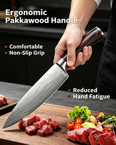 Cuchillos de Cocina Personalizados con Grabado Láser, Cuchillo de Chef de 8 Pulgadas, Acero Inoxidable, Patrón Láser Damasco, Mango de Madera, Ambidiestro - Product Image 5