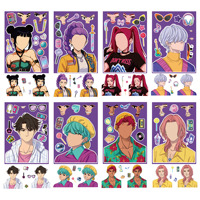 Pegatinas de Dibujos Animados para Crear Caras, Pegatinas de Estrellas del K-Pop, 16 Hojas, Crea Tu Propia Pegatina para Fiestas de Cumpleaños de Niñas