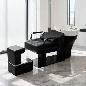 Nero di lusso salone <span class=keywords><strong>parrucchiere</strong></span> posteriore lavabile stazione Shampoo testa sedia da <span class=keywords><strong>parrucchiere</strong></span> salone Shampoo ciotola e sedia per il lavaggio dei <span class=keywords><strong>capelli</strong></span> - Product Image 2