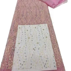 <strong>Sequins</strong> Beads Embroidered Fabric Traditional Luxury Romantic Sexy <strong>Wave</strong> <strong>Pattern</strong> <strong>Lace</strong> Trim Fancy Embroidery Mesh for Clothing Home - Product Image 2