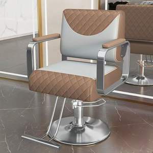 Silla de Barbero Ergonómica de Estilo Nórdico, Giratoria 360 Grados, Altura Ajustable, Bomba Hidráulica, Metal Resistente, Cuero Sintético - Product Image 5