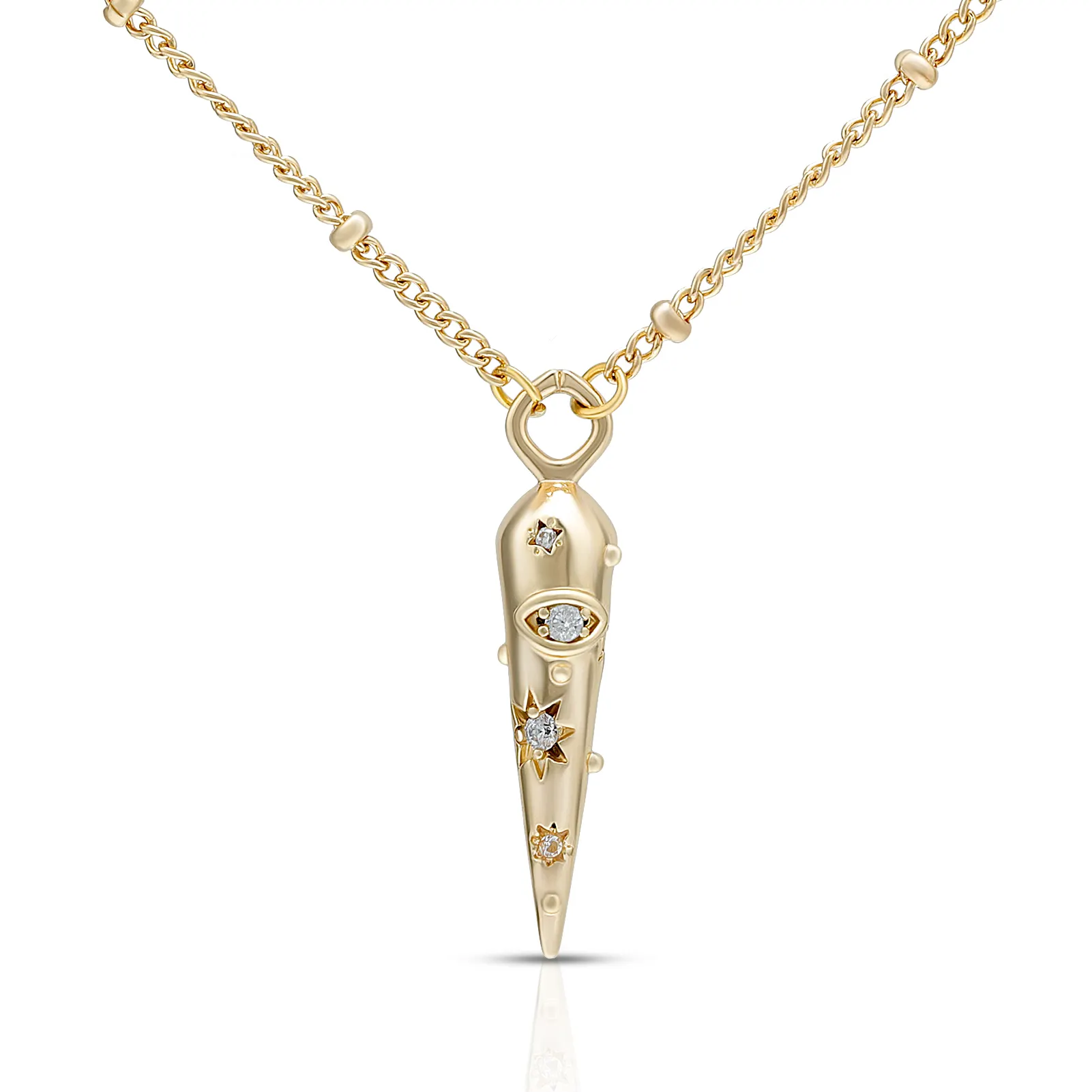 Collana pendente placcato in oro 14K malocchio per donna, peso leggero, sottile, con stelle di zirconi, catena girocollo