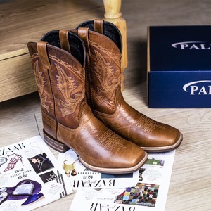 <span class=keywords><strong>Stivali</strong></span> <span class=keywords><strong>da</strong></span> Cowboy in Pelle per Uomo, Punta Quadrata, Altezza Metà Polpaccio, <span class=keywords><strong>Stivali</strong></span> Ricamati Classici <span class=keywords><strong>da</strong></span> Equitazione, Calzature Resistenti - Product Image 1