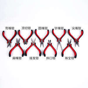 Alicates de punta fina rojos y negros de acero 45, herramientas de joyería para bricolaje, múltiples tamaños, punta cónica afilada - Product Image 4