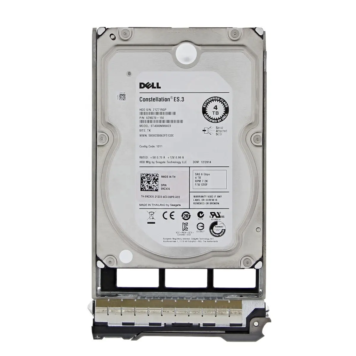 Wholesale New HDD 4TB SAS 7.2K 3.5inch 6G 512n Hard Disk Drive 09CX35 ST4000NM0023 Hard Drives with Tray for Dell Server