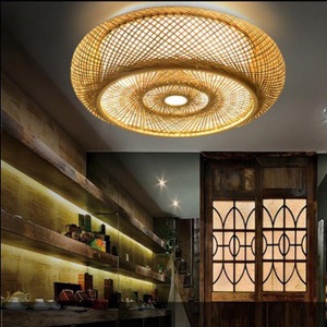 Bamboo Woven Ceiling <b>Light</b> <b>Led</b> Single Head Surface Mounted <b>For</b> Living <b>Room</b> Bedroom Zen Style - Product Image 1