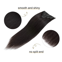 Ekstensi Rambut Clip In Grosir dari Supplier, Full Head 100% Rambut Asli Virgin Hitam Alami, Clip Ins Lembut untuk Wanita