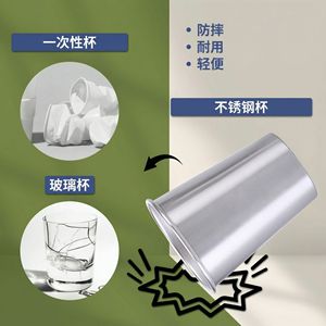 304 Stainless Steel Drinking <b>Cup</b> Silver Straight Design Camping Beer Mug Single Layer <b>Cold</b> Drink Use - Product Image 5