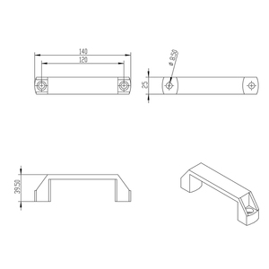 Maniglia per Porta in Alluminio Bianco Argento 3038 120, Produttore Cinese Certificato RoHS, Profilo in Alluminio Nero - Product Image 3