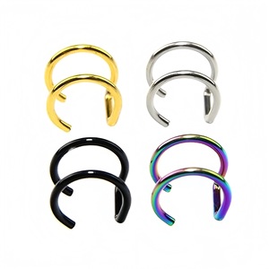 Clips d'oreille double C en acier inoxydable, forme U, non-percés, pour cartilage d'oreille, nez, lèvre, unisexe, usage quotidien, design géométrique - Product Image 3