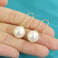 Pendientes de Perlas de Imitación de Agua Dulce en Tono Dorado con Gancho y Cierre de Palanca de 14mm 12mm 24-39mm, Joyería al por Mayor