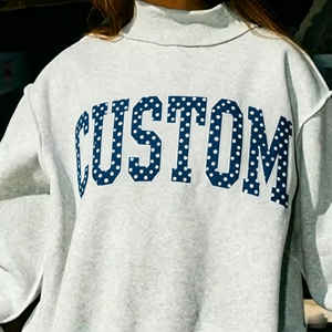 Custom Logo Wholesale Polka Dot Letter <b>Women's</b> Oversized Winter Autumn <b>Long</b> Sleeve <b>Woman</b> Mock Neck Pullover <b>Sweatshirt</b> - Product Image 3