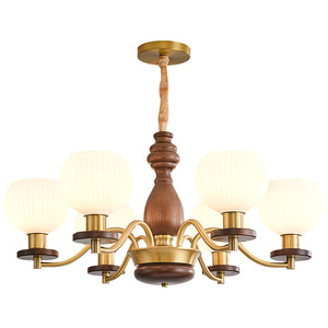 American Vintage French Retro Chandelier Multi Head Led <b>Light</b> For Living Room Bedroom Walnut Color <b>Ceiling</b> Lamp - Product Image 3