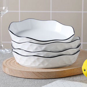 Assiette en céramique minimaliste à bords ondulés, bol de service moderne en porcelaine blanche, vaisselle élégante pour la décoration de la maison et de la <span class=keywords><strong>cuisine</strong></span> - Product Image 3