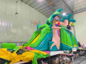 Équipement de location pour fêtes, château gonflable combiné toboggan en PVC commercial, <span class=keywords><strong>jungle</strong></span> tropicale, perroquet, château gonflable certifié CE, capacité de 600 kg, facile - Product Image 5