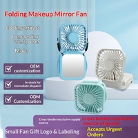 Ventilateur pliable portable avec miroir, rechargeable par USB, batterie intégrée, modèle L9, idéal pour le bureau et l'extérieur