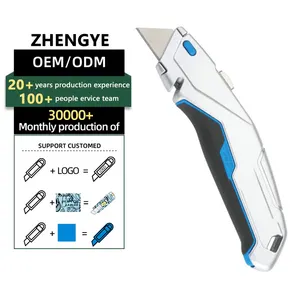 ZY-SK02 Heavy Duty Die-cast Aluminum Handle Utility Knife Non-slip Cutting Knife Safety Retractable Knives