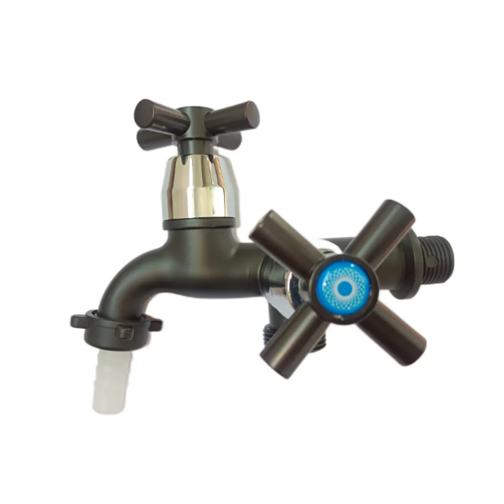 Double Head 1 In 2 Out Two Way Dual Handle Wall Water Tap Faucet ABS plastic tap Bibcock 2-way plastic faucet water tap