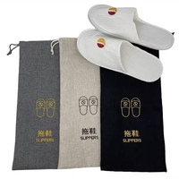 Sac de rangement pour chaussures en jute et lin avec cordon de serrage, logo personnalisé, sacs de rangement anti-poussière pour hôtel et maison