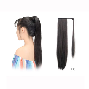 Virgin Remy Ponytail Hair Extensions Natural <b>Black</b> Double Drawn <b>Wrap</b> Around Ponytail Human Hair Thick End Easy Wear For Women - Product Image 2