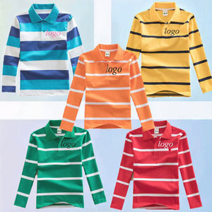 Polo à manches longues rayé décontracté, écologique, anti-rétrécissement, col roulé pour garçons, tissu en polyester/coton, 240g - Product Image 3