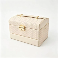 Valise en cuir LG7320 avec serrure à combinaison, miroir, coiffeuse rectangulaire, grande capacité, boîte de rangement pour bijoux, design élégant