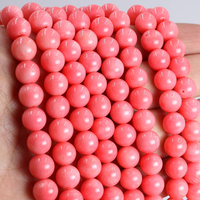 Perles rondes en pierre de corail rose authentiques, certifiées, à prix abordable, brin de 39 cm