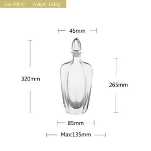 Carafe à whisky en cristal soufflé à la main avec bouchon en forme <span class=keywords><strong>de</strong></span> spirale, capacité 800 ml, design classique, pour bars à domicile, hôtels, fêtes, <span class=keywords><strong>vin</strong></span>, cadeaux <span class=keywords><strong>de</strong></span> luxe - Product Image 3