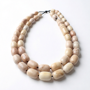 Collier ovale unique en résine marbrée naturelle, perles polies, style antique élégant, chaîne de prière vintage pour usage spirituel - Product Image 6