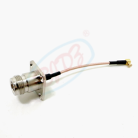Connecteur MCX mâle à 90 degrés vers prise femelle N à bride 4 trous pour câble pigtail RF RG316 RG178, câble de raccordement, câble d'extension, assemblage