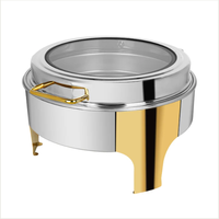Réchaud de buffet portable de luxe en acier inoxydable 201, chauffe-plats, ensemble de buffet doré, alimenté au gaz, 6L/9L, équipement de restauration commerciale RRR