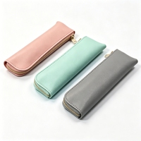 Trousse à crayons et trousse à cosmétiques en cuir PU grande capacité avec fermeture éclair, imprimée UV, couleur unie simple, pour étudiants, bureau et affaires