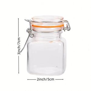 Grossiste – Pots à miel en verre transparent de 3,5 oz, pots à épices, contenants à épices vides, petits pots carrés en verre avec couvercle à charnière hermétique - Product Image 3