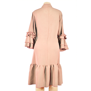 Vestido Casual de Voile Dulce en Stock, Tallas Grandes Europeas y Americanas, Color Sólido, con Volantes en la Cintura, Vestido de Verano para <span class=keywords><strong>Mujer</strong></span> - Product Image 3