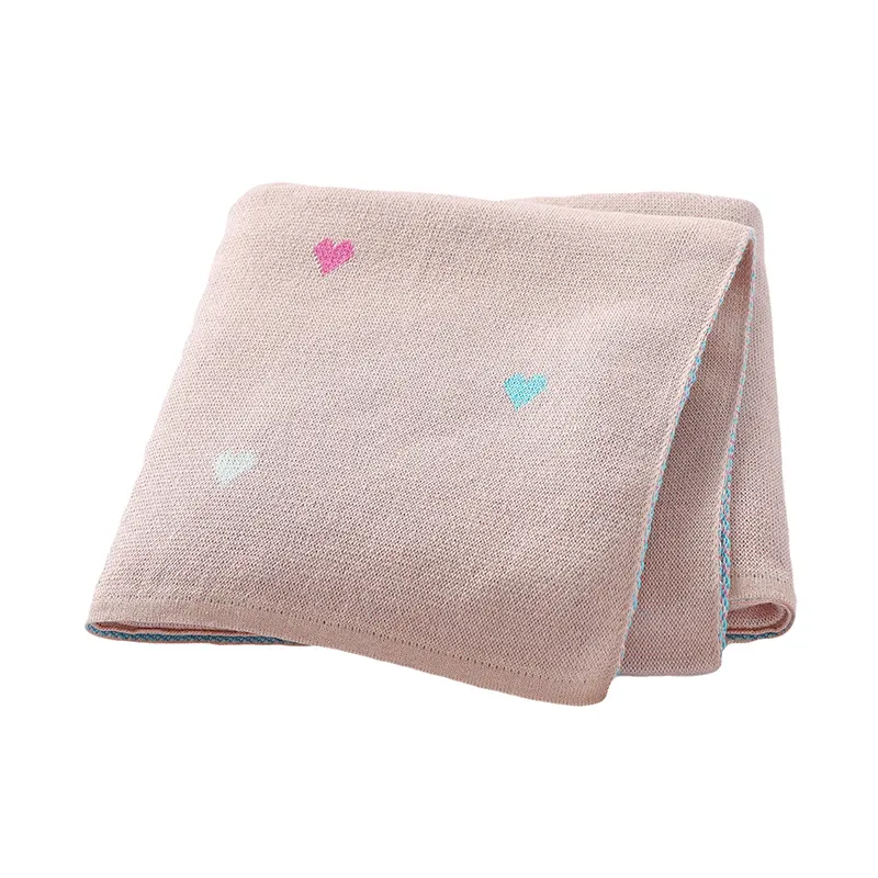 mimixiong High Quality Jacquard Soft Cotton Blanket Baby Carriage Stroller Covers Custom Colorful Hearts Accept Customization