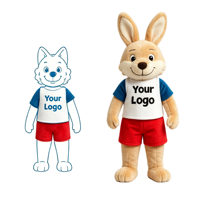 Peluche personnalisée de loup mascotte de dessin animé avec divers personnages pour événements sportifs, performances, image de marque du club et interaction avec les fans