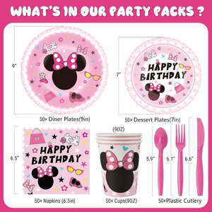 Articles de fête d'anniversaire <span class=keywords><strong>Minnie</strong></span> Mouse : Nappe, bannière, décorations de gâteau, ballons pour la décoration de fête de bébé sur le thème de la souris - Product Image 4