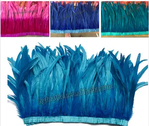 HS ผู้ผลิตหลากหลายรุ่นครึ่งสีบรอนซ์หางไก่ย้อมสีเขียวยาวสี Feather ตัดชุดสําหรับ DIY CRAFT เครื่องแต่งกาย