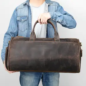 Мужская сумка для одежды 2 в 1, кожаная дорожная сумка из натуральной кожи с отделением для обуви