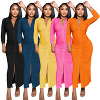 Popular Ladies Shirt Dress Long Sleeve Stacked Plus Size Loungewear Autumn Women Long Dresses